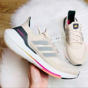 Adidas Ultraboost 21 Halo Ivory Beige Pink Running Shoes